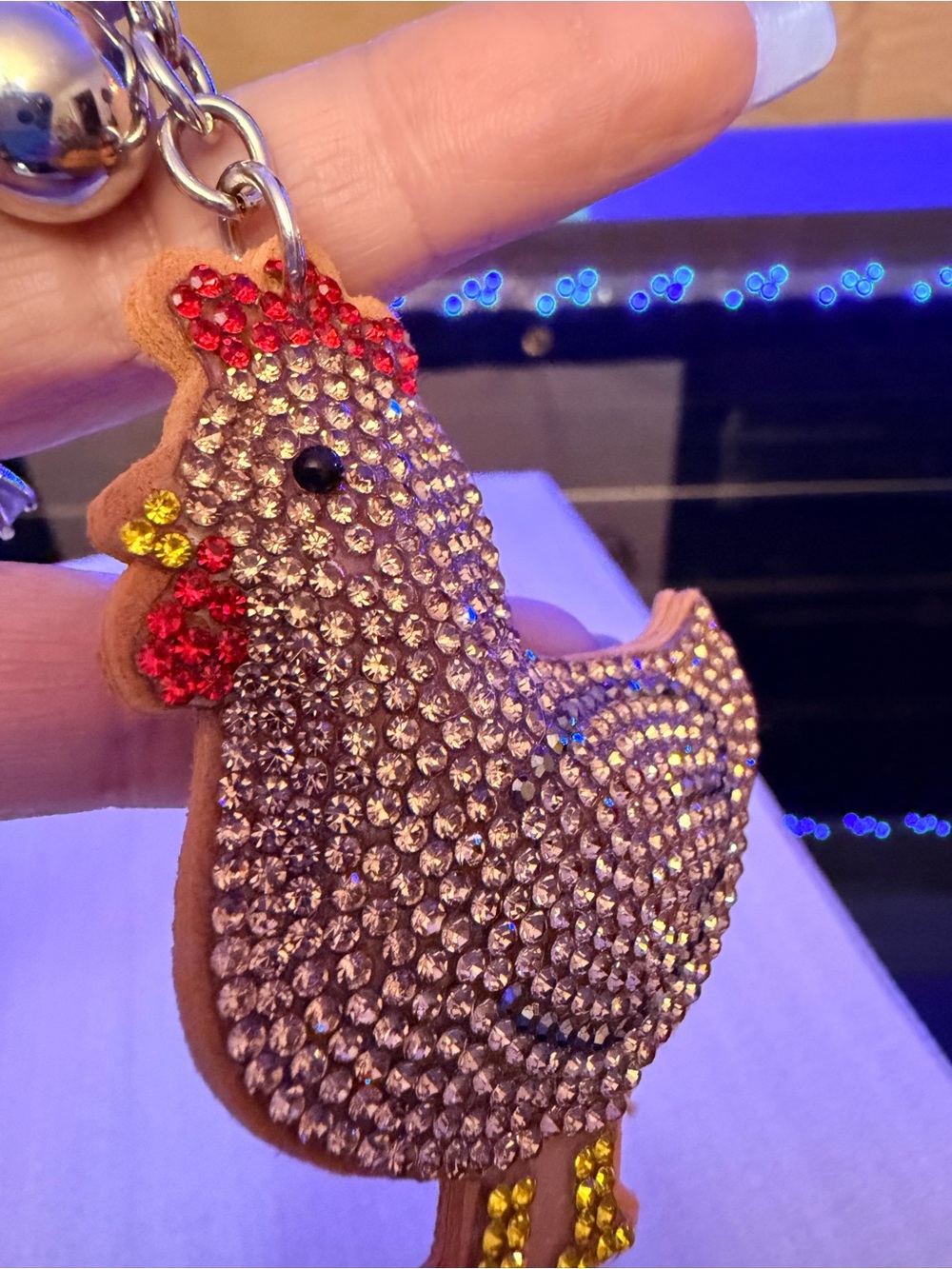 Chicken Rhinestone Keychain/Bag Charm NWT - Picture 3 of 3